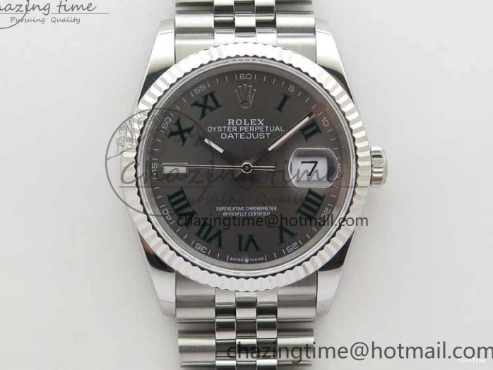 MiroTime 1221 Compact DateJust 36 SS 126234 BP Maker 1:1 Best Edition Fluted Bezel Gray Roman Dial on Jubilee Bracelet 2527